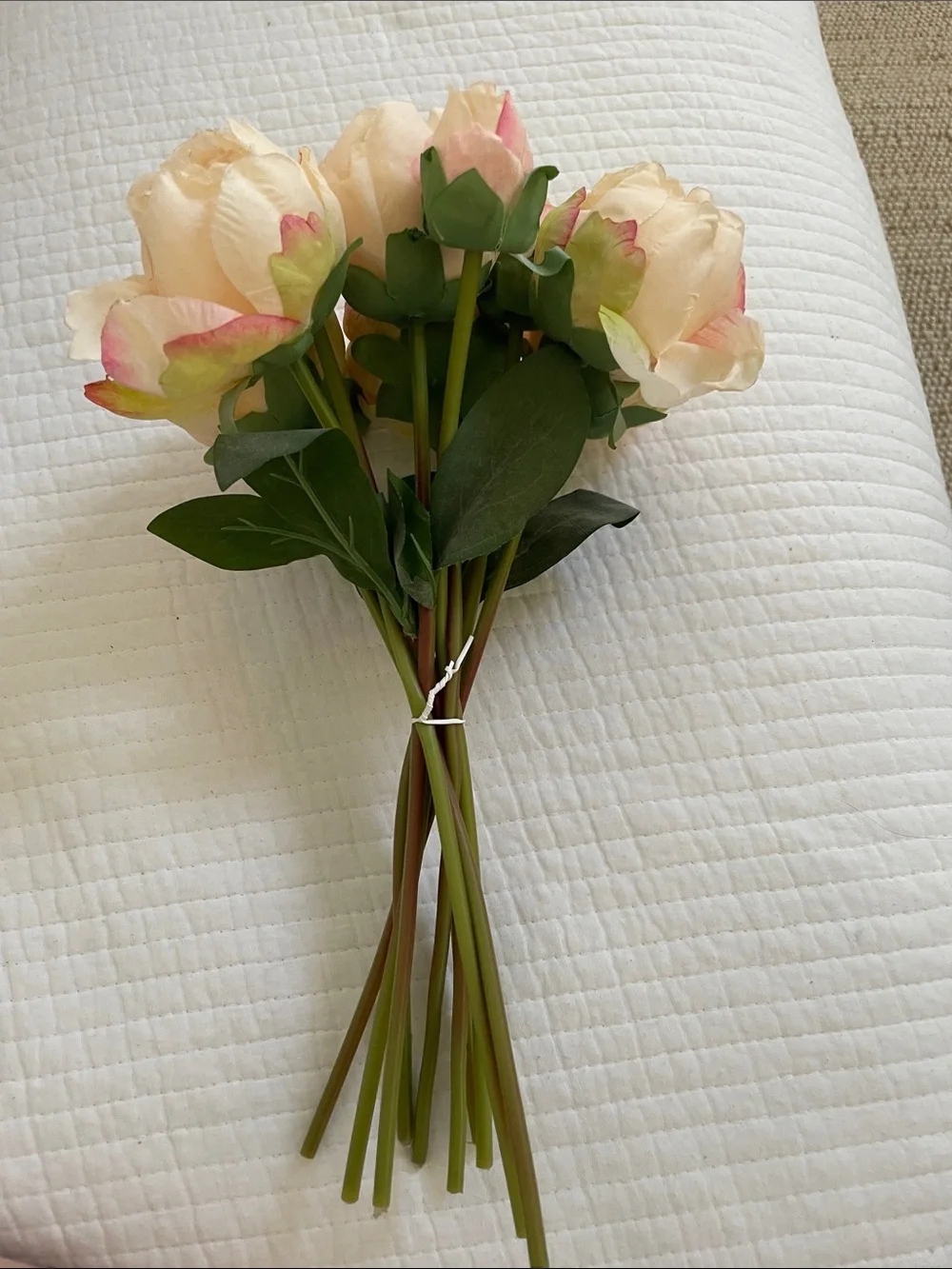 Peach pink  Blush Artificial Peony Bouquet - Home Accents